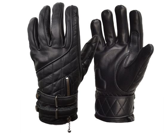 Quilted Motorcycle Gloves All Black