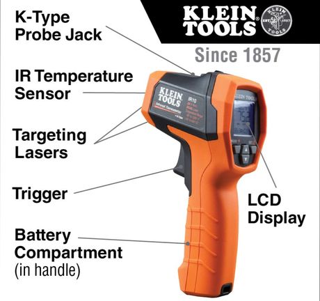 Non Contact Thermometer Showing Red Laser Track