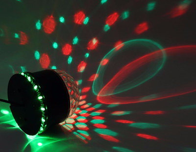 Stage LED Rotating Ball Producing Red Patterns