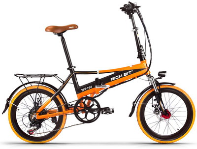 Stylish Electric Folding Bike In Black And Orange