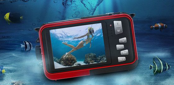 Water Resistant Camera With Red Black Exterior