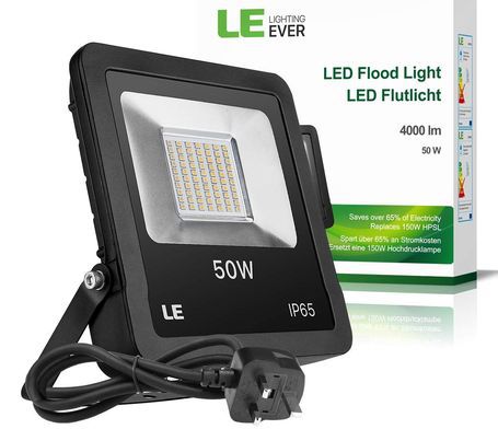50W LED Floodlight With Black Cable