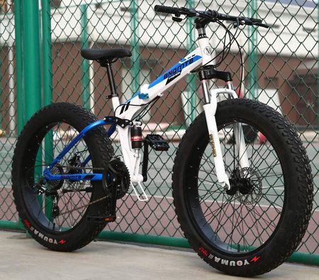 Fat Tyre Bike In Blue And White