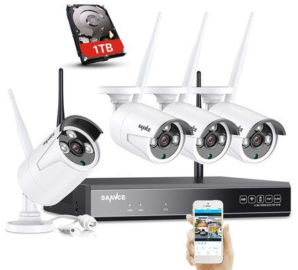 CCTV With 4 White Cams And Mobile