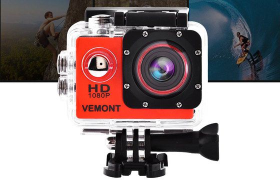 Action Video Camera For Bicycle With Red Front