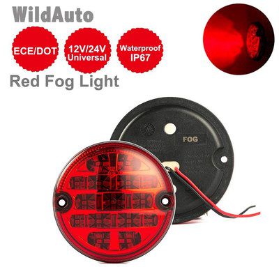 2 Red Round LED Fog Lamps