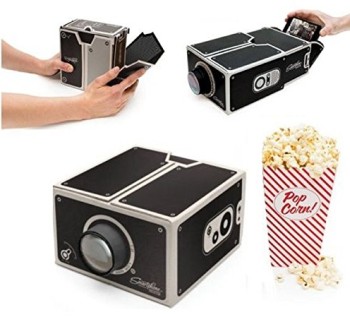 Cardboard Mobile Phone Projector In Black With Popcorn