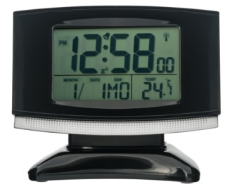 Radio Controlled Alarm Clock With Black Base