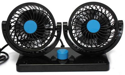 360 Degrees Power 12V Oscillating Car Fan With Blue Button