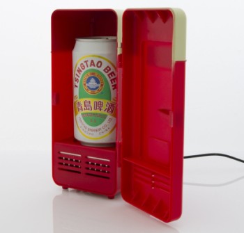 USB USB Drink Cooler Fridge In Red With Beer Can