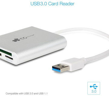 3 Card Port USB 3.0 Mini SD Card Reader With Round Edges