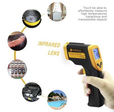 9V Laser Temperature Gun IR In Black And Yellow Rubber