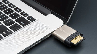 Small USB SD Card Reader G4 Plugged In Notebook