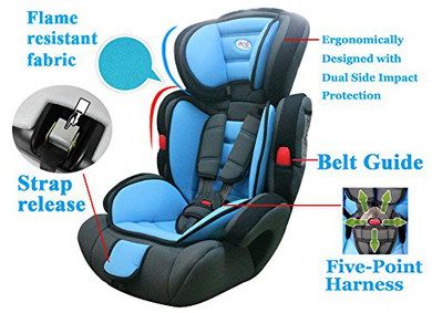 Bolstered Booster Seat For Kids In Black And Blue