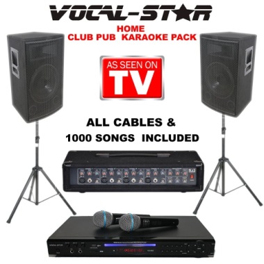 Karaoke System In Black With 2 Stands