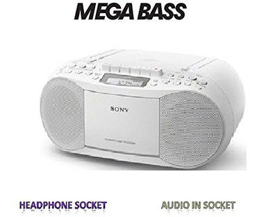 Mains Or Battery CD Tape Boombox In White Finish