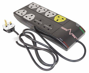 8 Way Surge Protector Power Strip With Long Black Lead