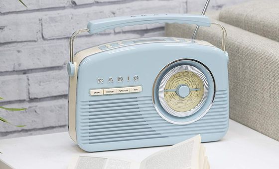 Retro Radio Alarm Clock With Light Blue Exterior