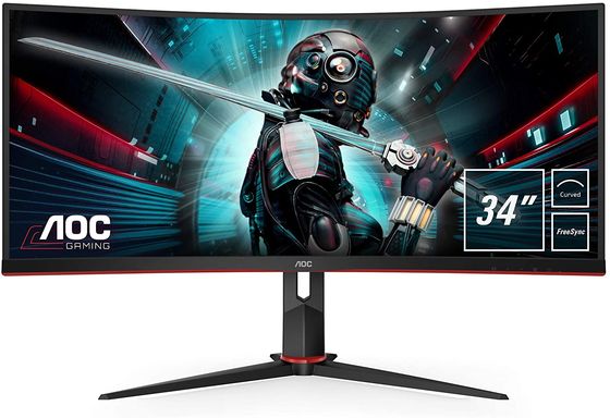 Curved Monitor With Black Stand