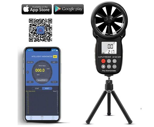 Aoputt Bluetooth Anemometer Bluetooth Anemometer In Black