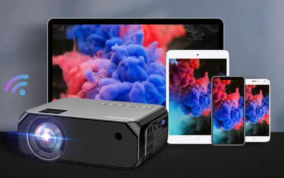 Black WiFi Projector With Mobile