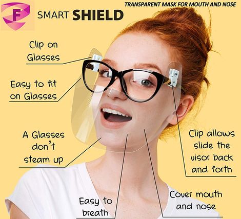 PPE Shield With Clip On Glasses