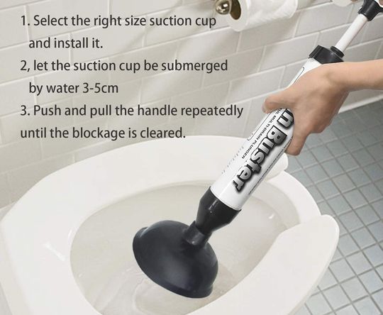COCOCITY Drain Toilet Bowl Plunger Drain Buster Toilet Bowl Plunger In White