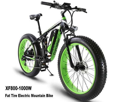 Fat Tyre Assist Hybrid E-Bike With Green Rims