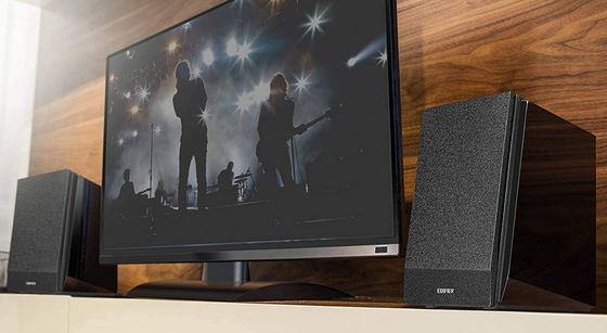 Edifer Active Bookshelf Speakers Black Bookshelf Studio Speakers Below TV