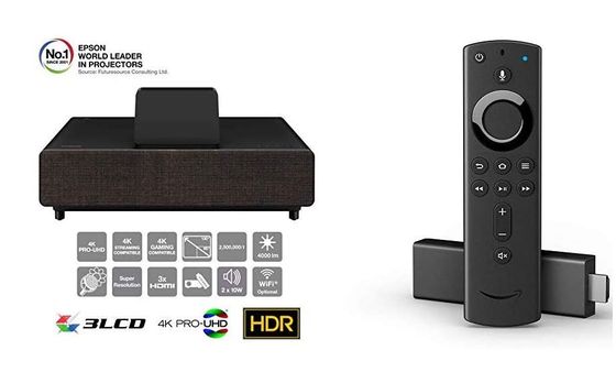 4K Laser Projector With Black Hand Remote