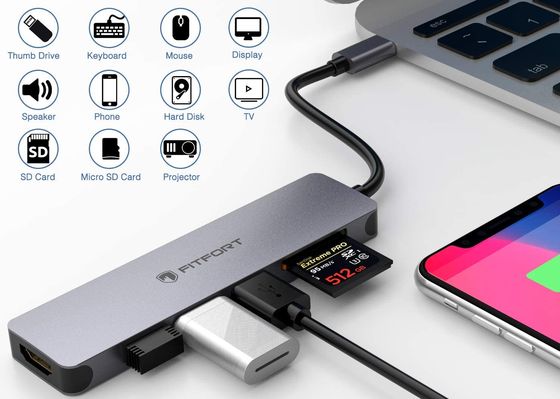 FitFort USB-C SD Card Reader Adapter USB-C SD Card Reader Adapter With Black Cable