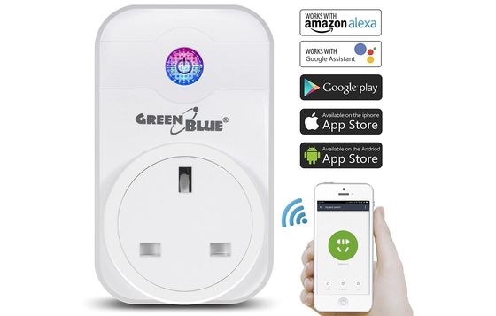 Green Blue WiFi Smart Plug WiFi Smart Plug 3 Pin In White