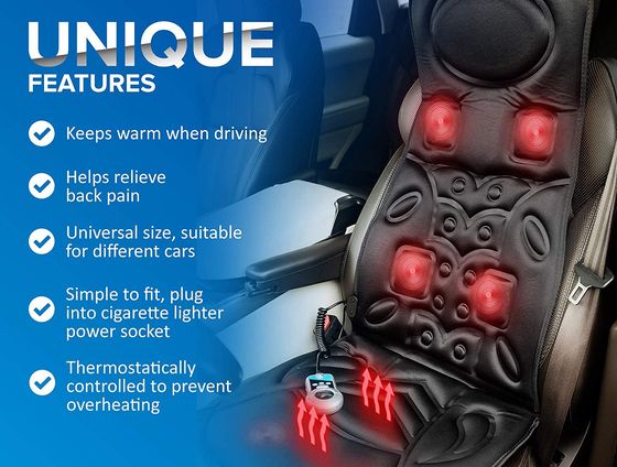 Heated Car Seat Cover Massager With Remote Device