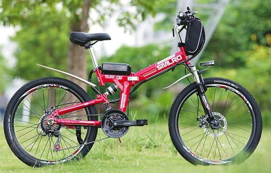 Electric Mountain Bike With Red Frame