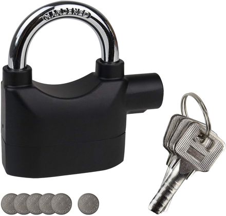 HMF Heavy Duty Padlock Alarm Padlock Loud Alarm Siren With 2 Keys