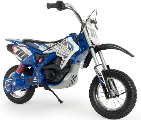 INJUSA Childrens Electric Dirt Bike Childrens Dirt Bike In Blue And White