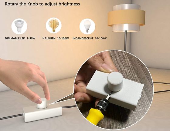 iolloi Rotary LED Lamp Dimmer Switch Inline LED Lamp Dimmer Switch In Black
