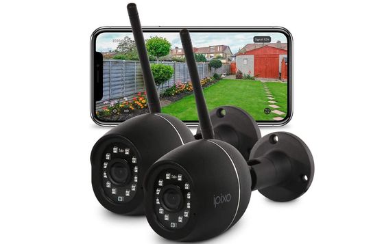 iPixo Outdoor Motion Sensor Cameras x2 Outdoor Motion Sensor Cameras In Black