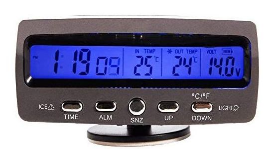 Car Temperature Monitor With Blue Display
