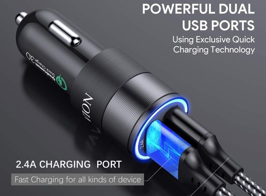 Iwavion Car Cigarette Lighter Adapter Cigarette Lighter Socket Adapter With Braid Cord