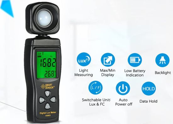 KKmoon Digital Light Level Meter Digital Light Level Meter With Green Backlight
