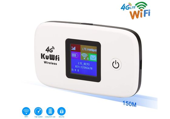 KuWFi Unlocked Car 4G WiFi Hotspot WiFi Travel Router Hotspot In All White