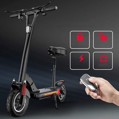 Black Folding E-Scooter With Soft Seat