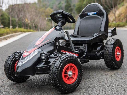 Children's Go-Kart With Black Red Wheels