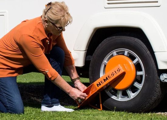 Caravan Wheel Lock Put On By Mechanic