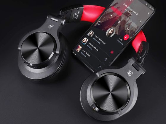Black Bluetooth Headphones With Red Strap