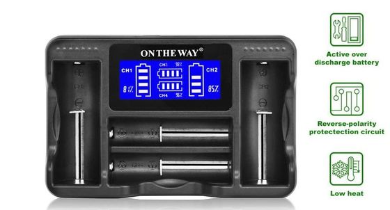 AA Battery Charger With Blue LCD