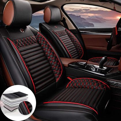 Qiaodi Leather Car Seat Covers Black Leather Car Seat Covers