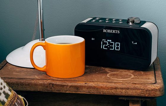 DAB+ DAB FM Alarm Clock Radio On Wooden Desk