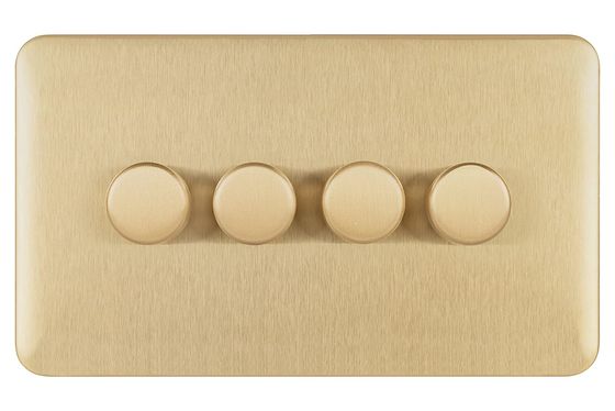 4 Gang Universal Brass Dimmer Plate